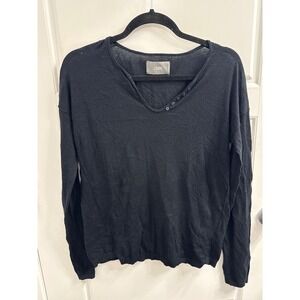 Zadig & Voltaire Black Cotton Henley Butterfly Sweater SCMR1112F